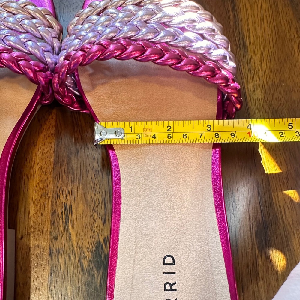 Torrid Slide Sandal Women 11WW Pink Metallic Braided Ombre Flat Summer - Picture 5 of 13